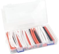 Термоусаживаемая трубка HLT ТТУ №2-3(2:1) набор в боксе: три цвета (черный, белый, красный), 2/1-48шт. 3/1.5-30шт. 4/2-18шт. 6/3-18шт. 10/5-18шт. 100мм. 084-15-402