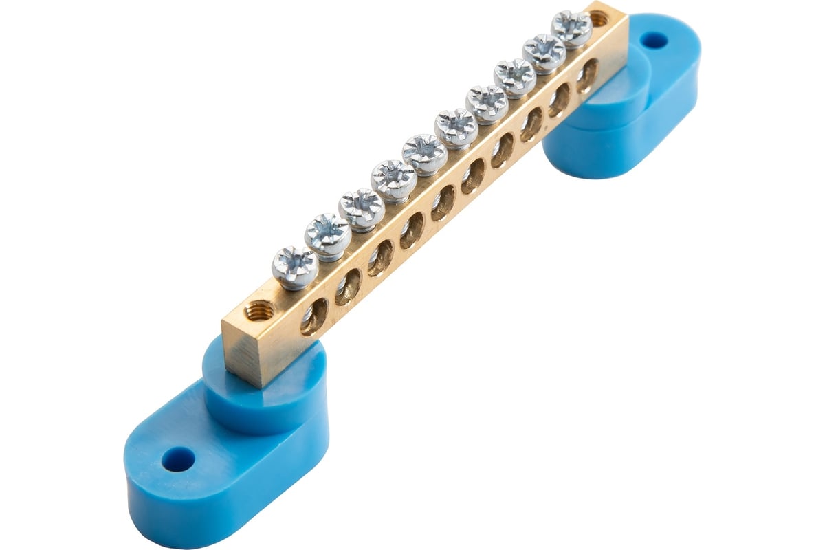 Нулевая шина на синих изоляторах АБК-СИЛА 10/2 6x9мм2 10шт. 2100663 ...