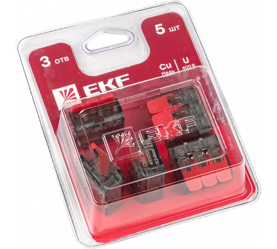Клемма EKF СМК 221-413 3 отверстия 0.2-4.0 мм2 5шт. PROxima plc-smk-221-413b