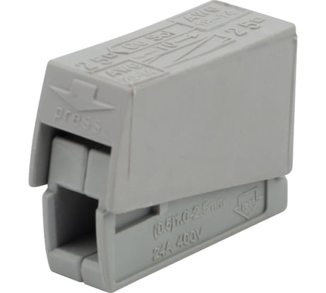 Строительно-монтажная клемма REXANT СМК 224-101 для светильника на 1 проводник (0,2-2,5)/(0,14-2,5) мм2, 100 шт. 07-2401