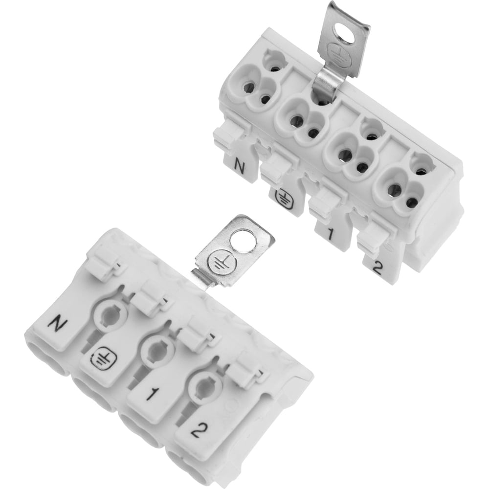 Пружинная соединительная 4-полюсная клемма REXANT КСП с заземлением и ...