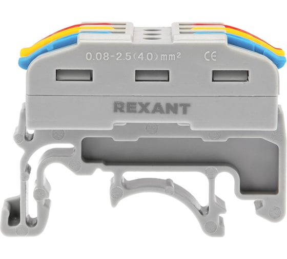 Проходная клемма REXANT СМК 222-423D, 3-полюсная, с креплением на DIN-рейку (0,08-4 мм2), серая, 50 шт. 07-5238