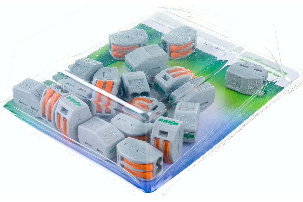 Универсальная клемма WAGO 2-х проводная 222-412 20шт УТ-00776156 ...