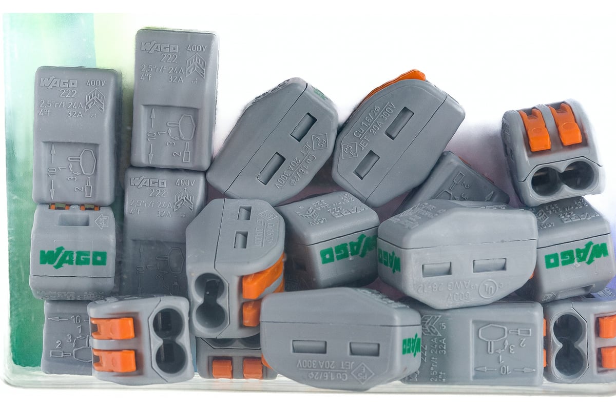 Универсальная клемма WAGO 2-х проводная 222-412 20шт УТ-00776156 ...