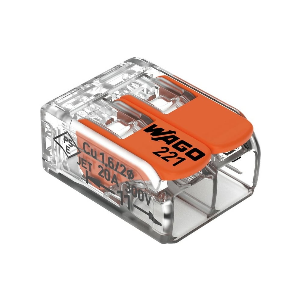 Универсальная клемма WAGO 2-х проводная 221-412 20шт УТ-00777026 в ...