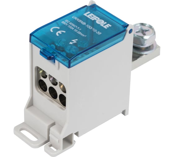 Распределительный блок (коробка) Leipole 100А, 690В, на DIN-рейку UKK6NB-100/10-35/6x16 5012.094 1
