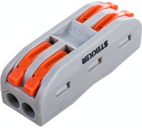 Строительно-монтажная клемма STEKKER для подключения фазных проводников 2 контактные группы, (1 ввод, 1вывод на полюс) LD222-422 39035