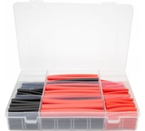 Набор термоусадочных трубок для ремонта проводки автомобиля Vell черный/красный, диаметр 1.6-9.5 мм², 2 упак по 270 шт, 1396768