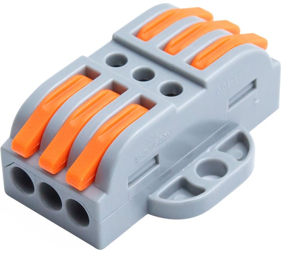 Клемма соединительная проходная Vell PCT223-3P с рычагом, 5 шт/упак x 5 упак, 1396913 1