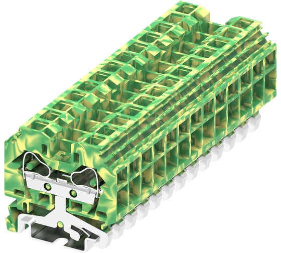 Клемма SUPU ТА 1-1 заземление, плоско-пружинный зажим, с боковым подключением, сечение 10мм2, желто-зеленый, 50шт 210907 1