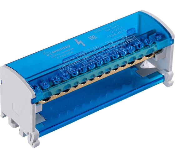 Шина на DIN-рейку в корпусе SMARTBUY 2х15 на DIN-рейку () SBE-bc0-2-15 1