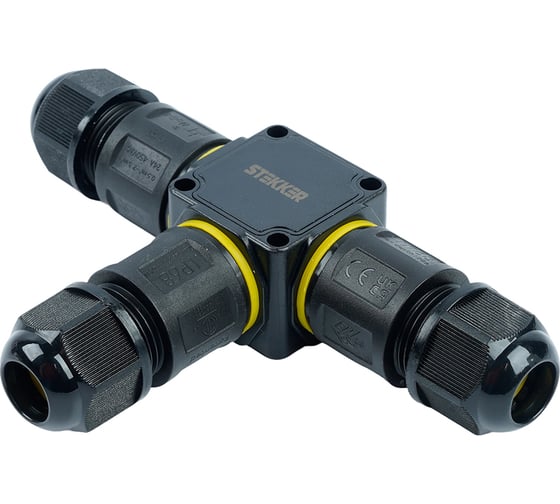 Соединитель-коннектор STEKKER для проводов T 3-контактный LD556, водонепрониц. пружинный контакт, 50558