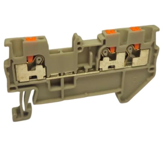 Проходная клемма UPUN UJ6-1.5/1X2, 3 точки подключения в клемме, тип фиксации провода: push-in, номинальное сечение: 1,5 мм кв., 17,5A, 500V, цвет: серый, 100 шт erp859388-1