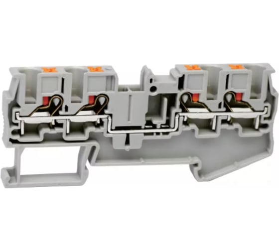 Проходная клемма UPUN UJ6-4/2X2, 4 точки подключения в клемме, тип фиксации провода: push-in, номинальное сечение: 4 мм кв., 32A, 800V, цвет: серый, 10 шт erp859406-1
