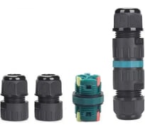 Муфта Fibox 3 конт. IP68, д2-х каб. сеч.пр. 2.5 кв.мм, 5 - 9 мм, пруж. заж. черн. PA EW-P20-3P Т03753809