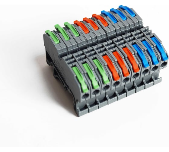 Соединительная клемма DORI на дин рейку (CMK 420-2,5) проходная (0,08-2,5mm2), набор 3 цвета (9 шт.) 56168