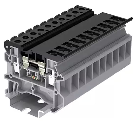 Клемма SUPU TU 1-1 с держателем предохранителя, с индикацией 24В, 4мм2, серый 50шт TU4-HESILED24-GY
