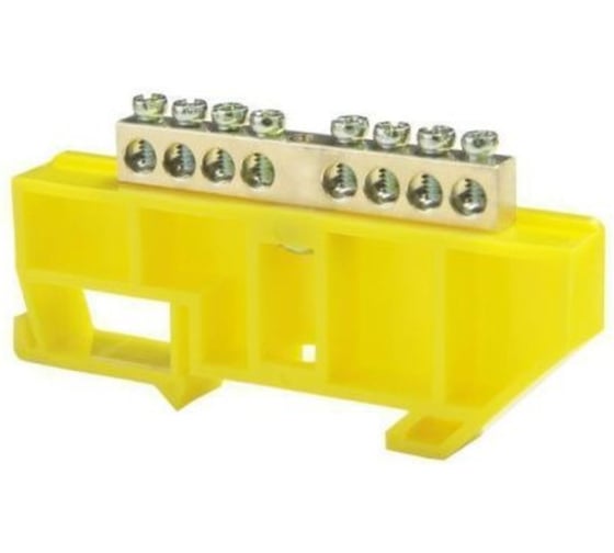 Шина N нулевая ЕТР (5шт) на DIN-изоляторе 8 отверстий желтая 68109-5