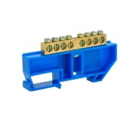 Шина N нулевая ЕТР (5шт) на DIN-изоляторе (6х9 мм) 8 отверстий синяя 68108-5