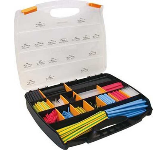 Набор термоусадочных трубок FORMAT разные цвета, самозатухающие 975 шт. 5653 0110