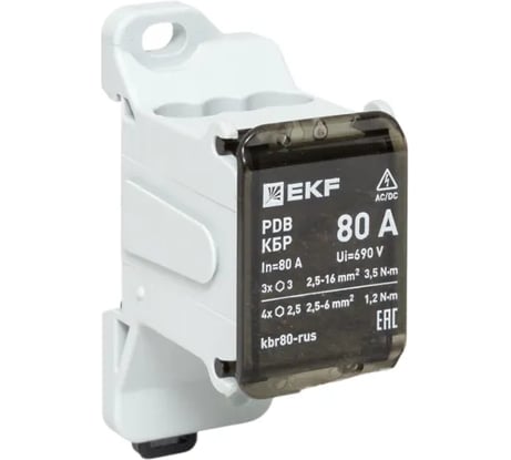 Клеммный блок распределительный EKF КБР 80A kbr80-rus