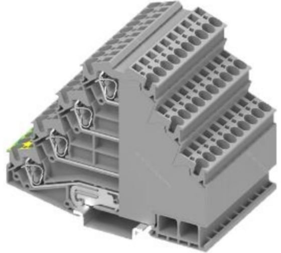 Клемма SUPU TC 4-уровневая, угловая, с заземлением, пружинная, сечение 4мм2, серый 50шт TCFS4-2-GY