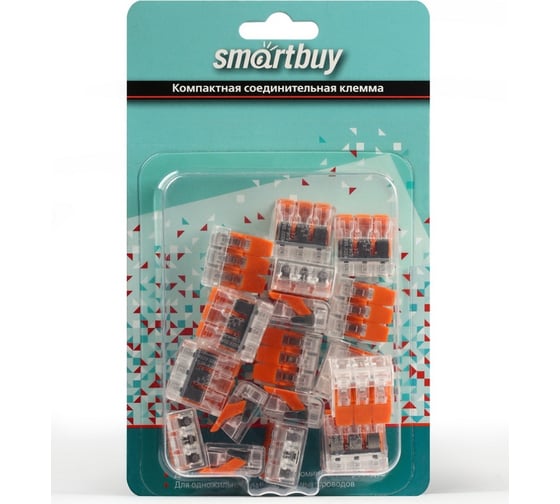 Компактная соединительная 3-х проводная клемма Smartbuy с рычажками, розничная упаковка SBE-ccwcc-3-rp
