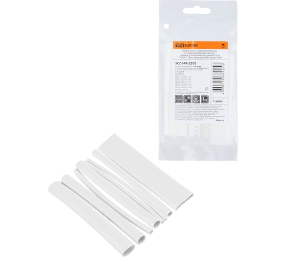 Набор трубок TDM ELECTRIC термоусаживаемых, клеевых Моноцвет-диапазон, белый SQ0548-2305 1