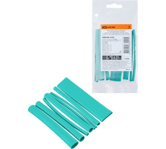 Набор трубок TDM ELECTRIC термоусаживаемых, клеевых Моноцвет-диапазон, зеленый SQ0548-2303 1