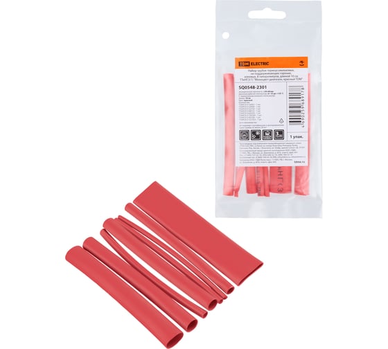 Набор трубок TDM ELECTRIC термоусаживаемых, клеевых Моноцвет-диапазон, красный SQ0548-2301 1
