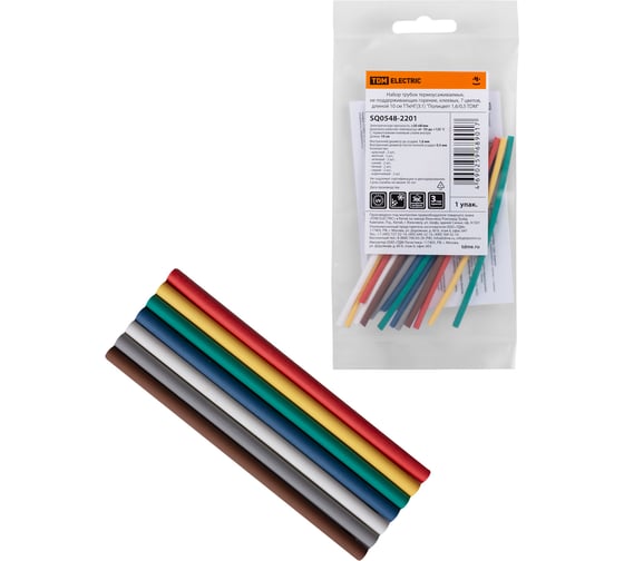 Набор трубок TDM термоусаживаемых, клеевых ТТкНГ3:1 Полицвет 1,6/0,5 SQ0548-2201 1