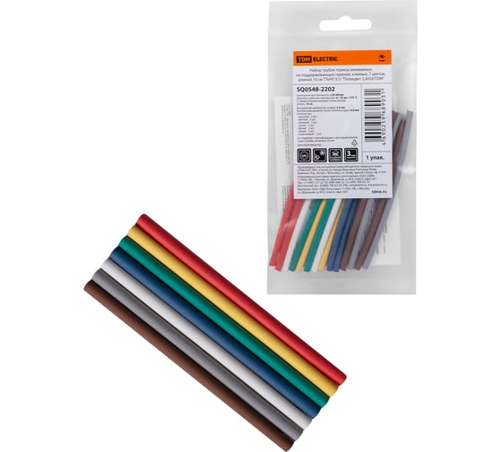 Набор трубок TDM ELECTRIC термоусаживаемых, клеевых ТТкНГ3:1 Полицвет 2,4/0,8 SQ0548-2202 1