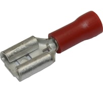 Плоский изолированный наконечник KLR RRD-1638 с манжетой мама 6,3x0,8 Красный НУ=100шт 6501638