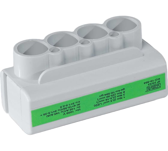 Клеммник ГРИНЭНЕРГО КО10.504 зеленый, IP23/IP33, Al 4x10-50/Cu 4x1.5-35 + Cu 3x1.5-2.5, 10 шт. ge-ko-10.504-gr-010 1