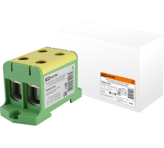 Силовая вводная клемма TDM ELECTRIC КВС 4 ввода, 16-95 кв.мм., желтая/зеленая SQ0833-0106 1