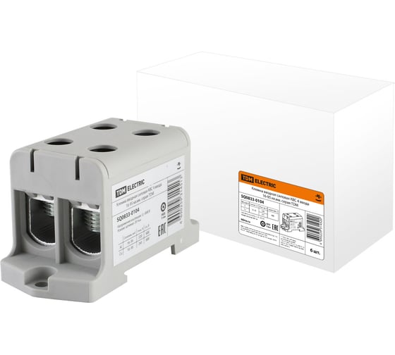 Силовая вводная клемма TDM ELECTRIC КВС 4 ввода, 16-95 кв.мм., серая SQ0833-0104 1