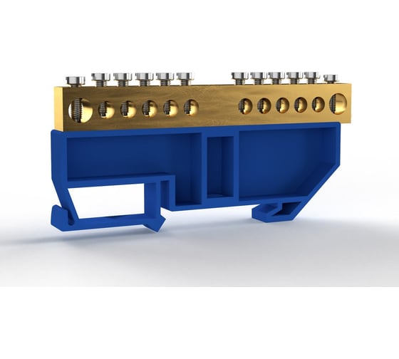 Шина нулевая на DIN-изоляторе TOKOV ELECTRIC 8х12мм 12 отверстий, латунь TKE-BCB-812-12-DIN/N