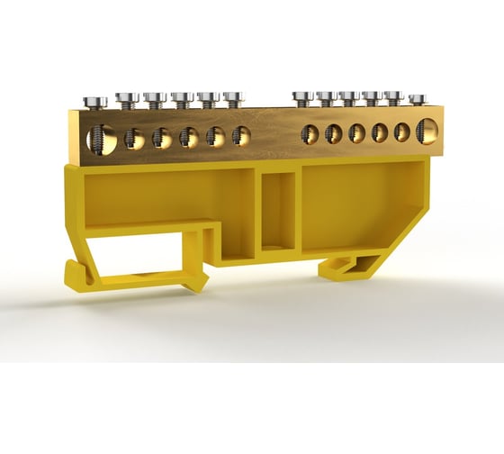 Шина PE земля TOKOV ELECTRIC на DIN-изоляторе 8х12мм 12 отвер. латунь TKE-BCB-812-12-DIN/PE