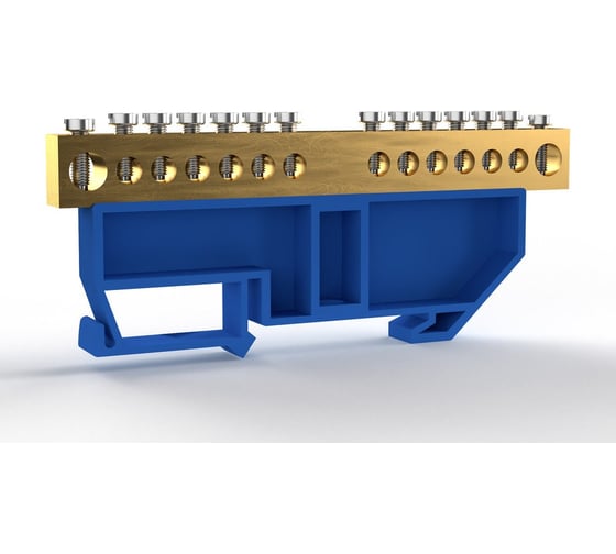 Шина нулевая на DIN-изоляторе TOKOV ELECTRIC 8х12мм 14 отвер. латунь TKE-BCB-812-14-DIN/N