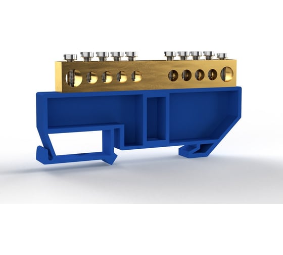 Шина нулевая на DIN-изоляторе TOKOV ELECTRIC 8х12мм 10 отверстий, латунь TKE-BCB-812-10-DIN/N