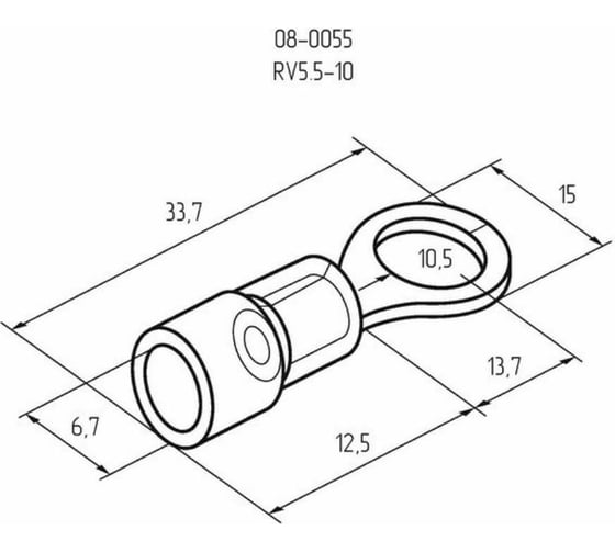 Кольцевой изолированный наконечник REXANT d 10,5 мм 4-6 мм2, НКи 6.0-10 желтый 100 шт 08-0055
