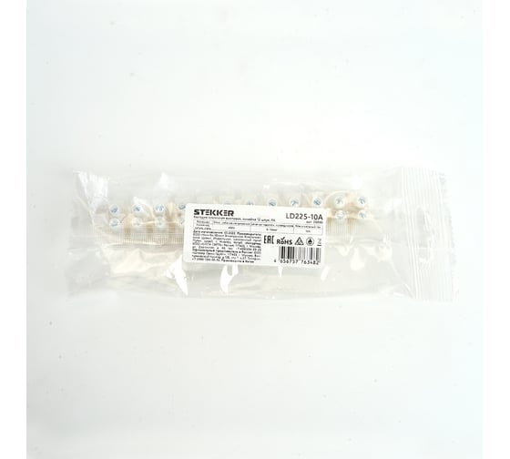 Клеммная винтовая колодка STEKKER линейка 12 штук, полиамид, LD225-10A DIY 39890