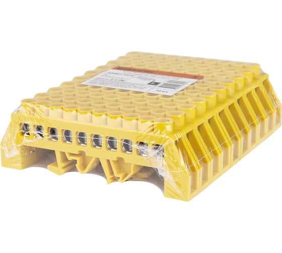 Шина PE земля TDM ELECTRIC в желтом изоляторе на DIN-рейку 8x12мм 10 групп SQ0801-0216