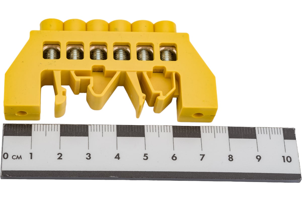 Шина PE TDM земля в желтом изоляторе на DIN-рейку 8x12мм 6 групп SQ0801-0214