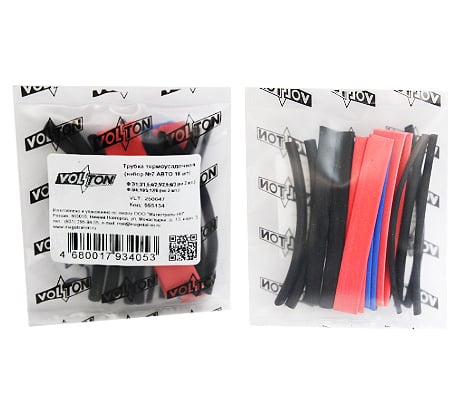 Термоусадочная трубка VOLTON набор №7 16шт.Ф 2/1, 3/1.5, 4/2, 5/2,5, 6/3, 8/4, 10/5, 12/6 по 2 шт. VLT250047