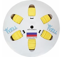 Овальный ПВХ профиль для маркировки проводов Vell YL-036 d 3,6 мм, 200 метров, желтый, аналог Partex PO-06 (самозатухающий) 378022