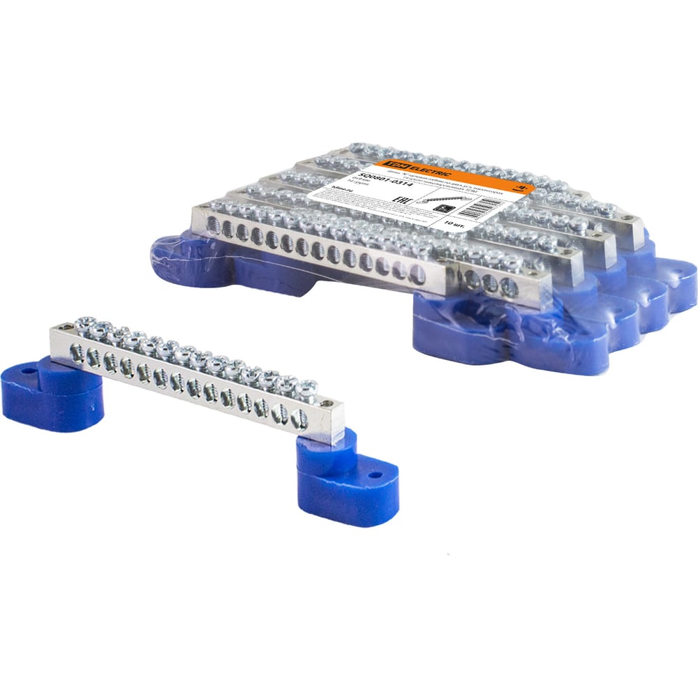 N нулевая шина TDM 6х9мм на двух угл. изоляторах 14 групп ...