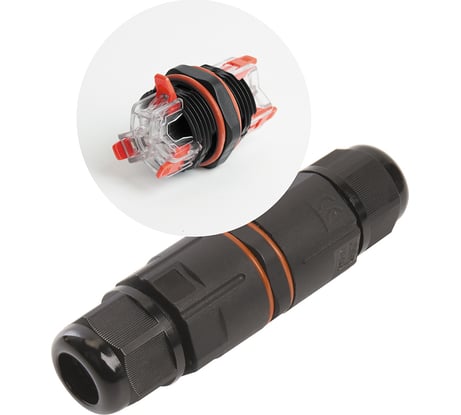 Соединитель-коннектор для проводов STEKKER LD533, 3-контактный, с пружинным контактом, водонепроницаемый, черный 49190