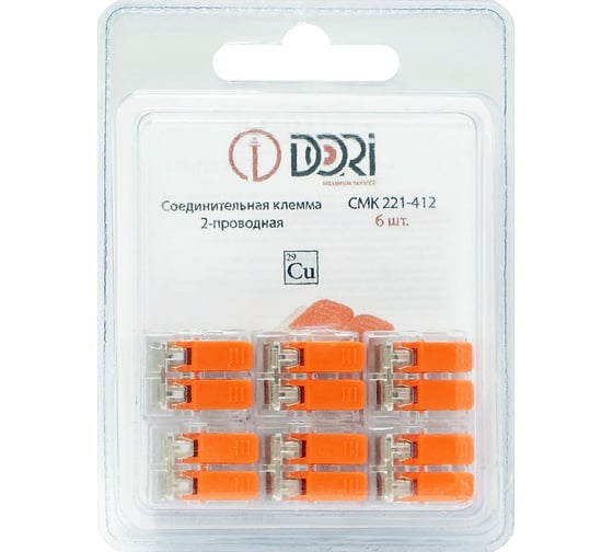 Соединительная клемма 2-проводная DORI СМК 221-412 (6 шт.) 46257 1