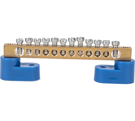 Нулевая N шина на двух угловых синих изоляторах REXANT 6х9 мм 12 групп 11-2328